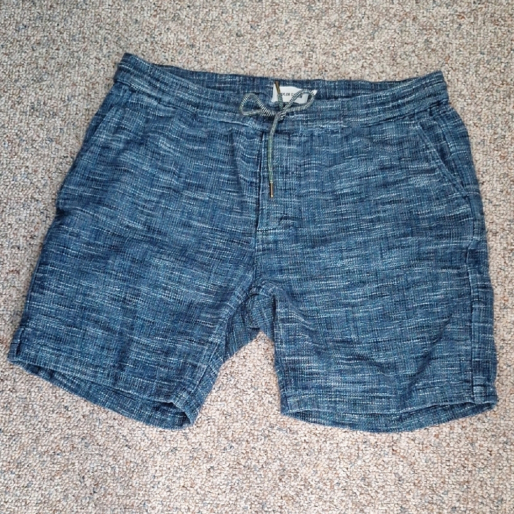 Taylor Stitch Blue Swim Trunks with Heathered Texture